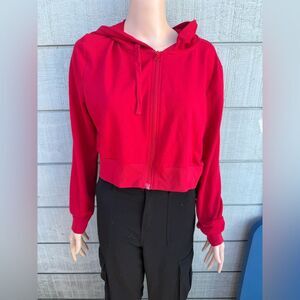 Woman’s basic red zipper hoodie size L